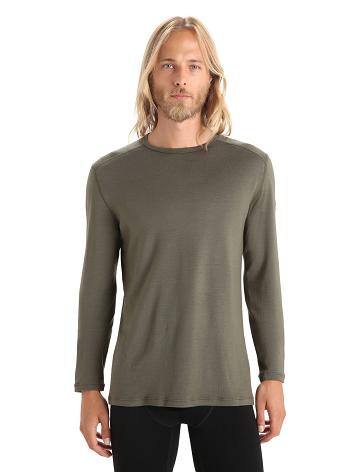 Men's Icebreaker Merino 260 Tech Long Sleeve Crewe Thermal Top Base Layers Loden | CA 1552BEXC